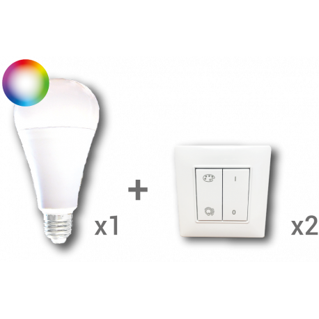 Kit ampoule connectée : 1 ampoule UBIFL010 + 2 inter VITB1002RGBW